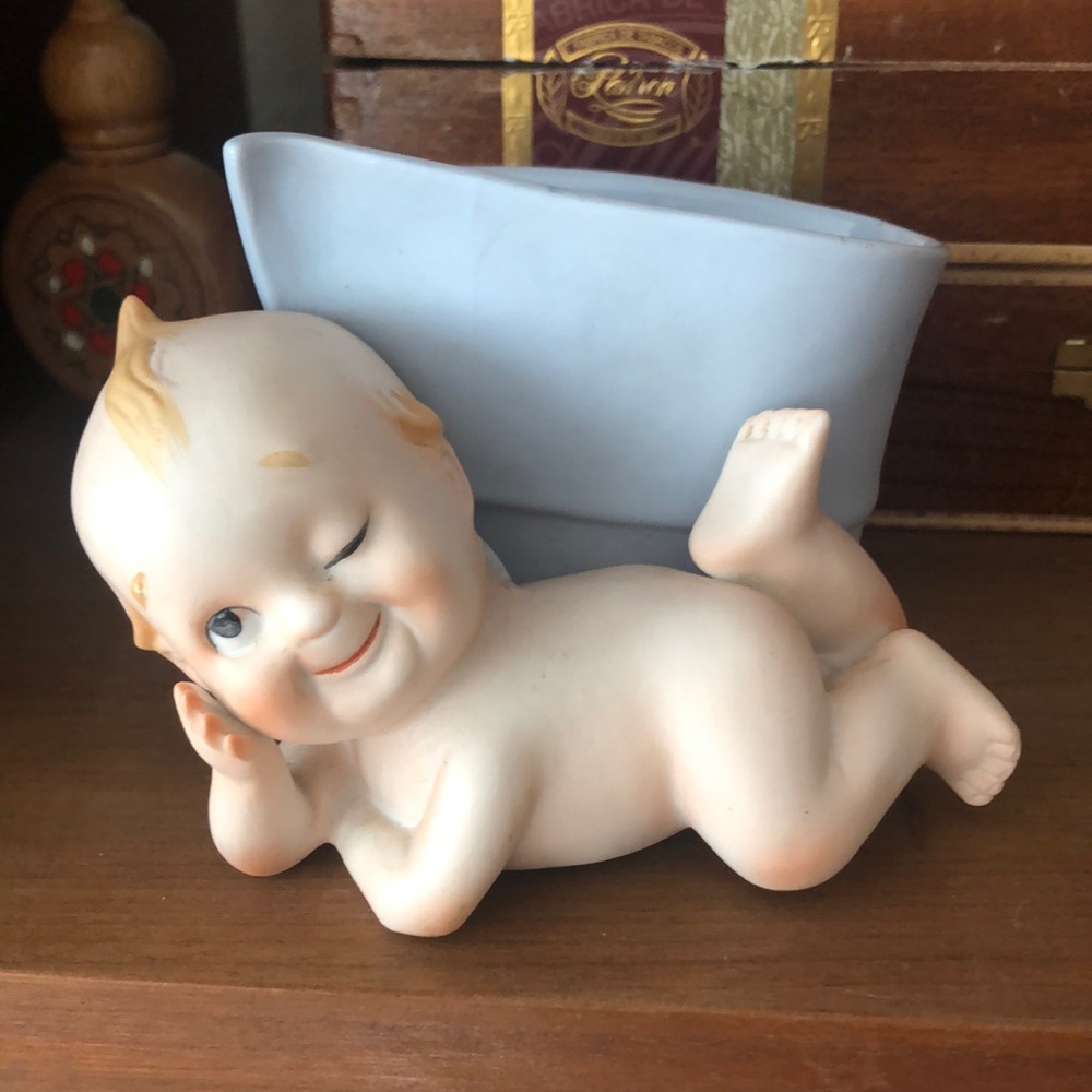 Vintage Lefton Kewpie planter or holder